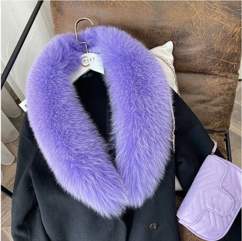 Winter Real Fur Collar Natural Pink Scarf Women Wraps Neck Luxury Scarves Shawl - Picture 17 of 47