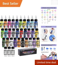 Professional 30-Color Airbrush Paint Set - Includes Thinners & Waterproof Finish
