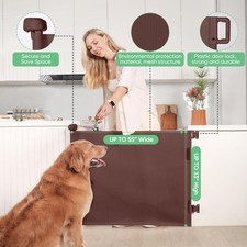 LIKZEST RETRACTABLE BABY GATE, MESH BABY AND PET GATE 33" TALL, EXTENDS UP TO -