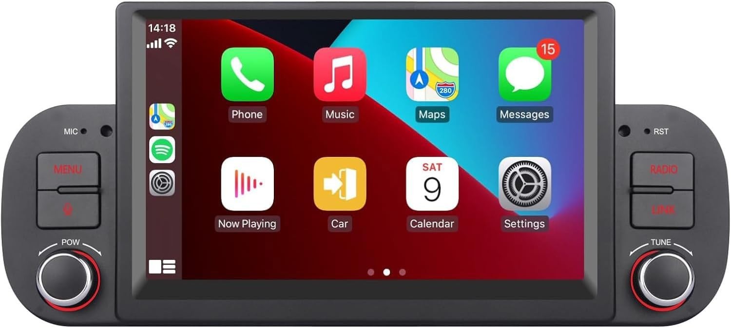 Radio 2 DIN Fiat Panda 2013-2020: Wireless CarPlay & Android Auto