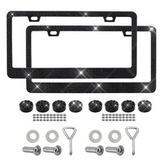 Lxsloet 2PCS Bling License Plate Frames for Women, License Plate Tag Cover, P...