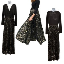 LuLaRoe Metallic Floral Wrap Maxi Dress Accordion Pleats Evening Formal Size XL