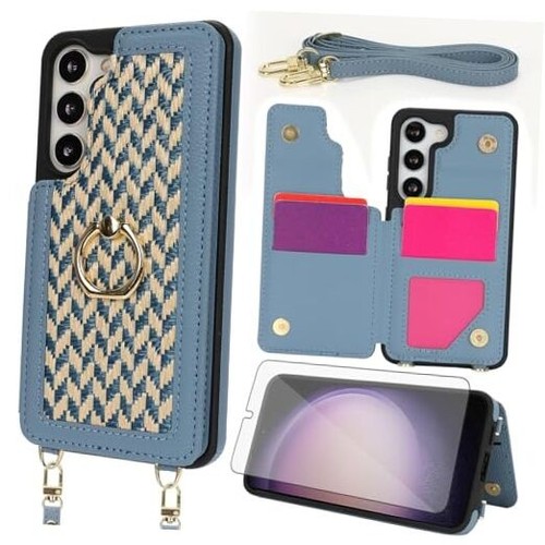 Asuwish Phone Case for Samsung Galaxy S23 5G Wallet Cell Cover with Screen