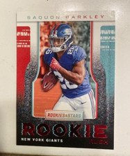 2018 PANINI ROOKIES & STARS FOOTBALL SAQUON BARKLEY ROOKIE RUSH CARD NY Giants. rookie card picture