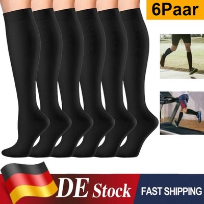 6Paar Sport Kompressionsstrümpfe Stützstrümpfe Reisestrümpfe Kniestrümpfe Unisex