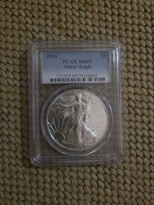 #ad 2014 American Silver Eagle PCGS MS 69 Each lot is 1 coin $88.77