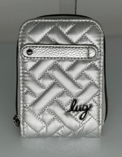 Lug Quilted Flurry Wallet with Charm Bar Metallic Silver RFID Protected