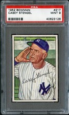 1952 Bowman #217 Casey Stengel Yankees PSA 9 Mint 40623126 