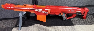 Red Nerf N-Strike Elite Mega Centurion Sniper Dart Gun w/ Clip Magazine WORKS!