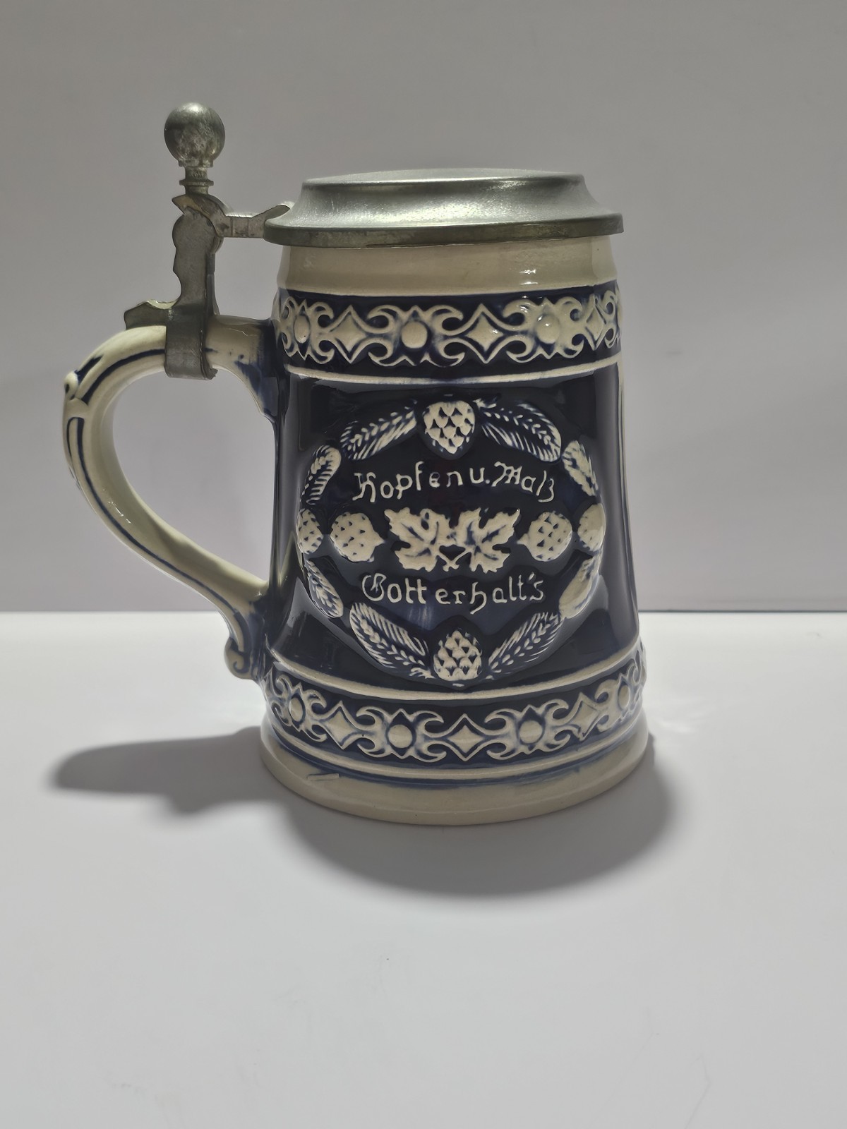 Vintage Gerz Beer Stein Brewing Lions Cobalt Blue Bier Mug West Germany