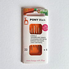 Pony Black 6 St. Sticknadeln Nr. 22 mit Spitze Farbe: schwarz/wei&szlig;