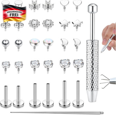 Tragus Helix Labret Piercing Set 6 8 10 mm für Knorpel Lippen, Nasen, Ohr