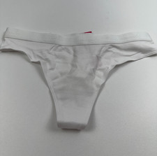 Commando Pima Micro Rib Cotton Blend Thong Panties PRB101 White Size S NWT