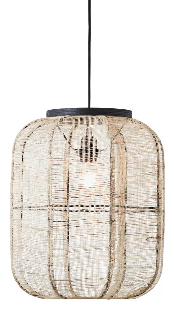 Ceiling Light Black Zaire Natural Linen Matt 375mm Endon 101689