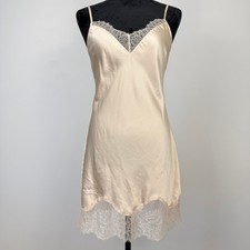 Victoria's Secret Slip Dress Nightgown Lace Trim Womens S Champagne Coquette