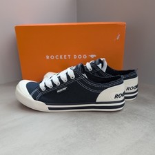 Image of Rocket Dog Jazzin Womens Navy Casual Lace Up Canvas Pumps Shoes Trainers UK 4