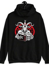 Men's Gothic Baphomet Occult Hooded Sweatshirt - Dark Art Pentagram  Baphomet F