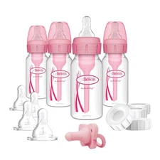 Dr. Brown's Anti-Colic Baby Feeding Set Pink, Breast to Bottle 