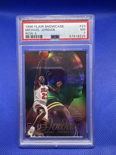 MICHAEL JORDAN 1996 FLAIR SHOWCASE ROW 2 #23 PSA7 NM CHICAGO BULLS G.O.A.T.
