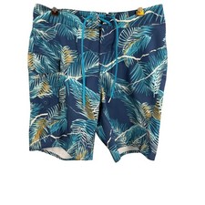 Volcom Board Shorts Mens Size 30 Blue Tropical Palm Surf Swim Trunks 9" Inseam