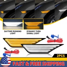 "SWITCHBACK WHITE&AMBER" For 16-21 Honda Civic Smoked Side Marker Light Lamp EAP