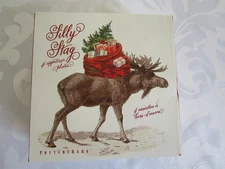 Pottery Barn SILLY STAG Set of 4 SQUARE APPETIZER PLATES 5 1/2" Bread Snack Dish