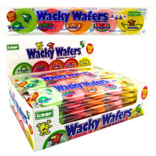 Wacky Wafers Candy 24 unidades caja retro discos de frutas nostálgicas