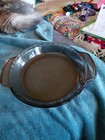 Vintage Deep Dish Glass 9" Pie Plate With Handles Brown — photo 2