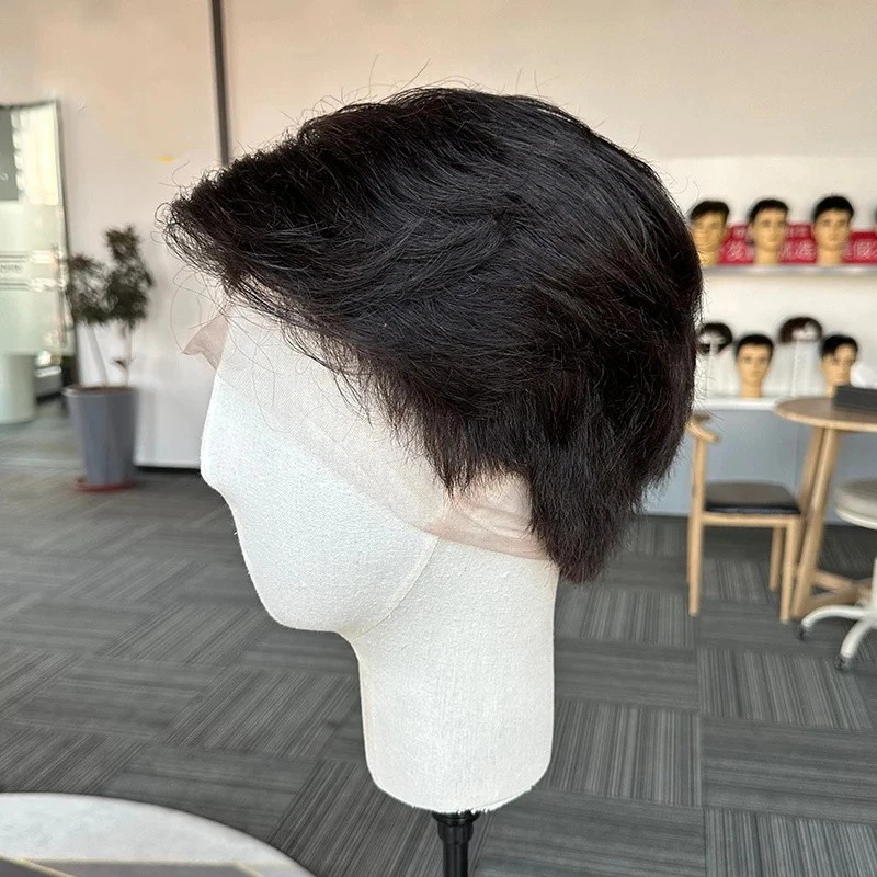 男性假发预造型短切全花边假发男士预切人类发饰 - 第 3 张/共 11 张