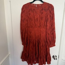 Eliza J. Rust Brown Floral Long Sleeve Dress Size 2