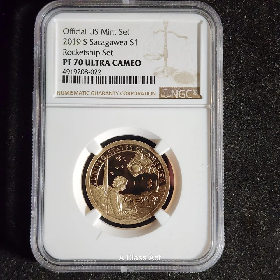 2019 Rocketship set Kennedy Half Dollar MS66 PL Sacagawea PF70 Ultra Cameo T8931 - Image 3 of 4