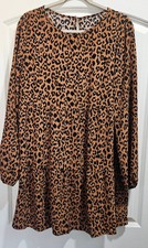 Super Cute SHEIN Leopard Print Long Sleeve Dress Size L
