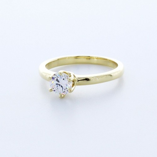 0.5CT Lab-Created Diamond D/VVS1 Round Cut 14K Gold Prong Classic Solitaire Ring - Picture 2 of 5