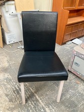 Black Faux Leather Dining Chair with Painted Wooden Legs