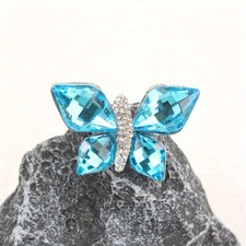 1pc Blue Crystal Butterfly Brooch - Friend Gift, Fits Dresses, Galas & Parties