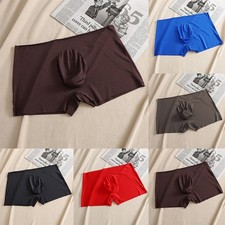Dunkelbraune Seamless Ice Silk Boxershorts U konvex Unterhose Herren M 2XL