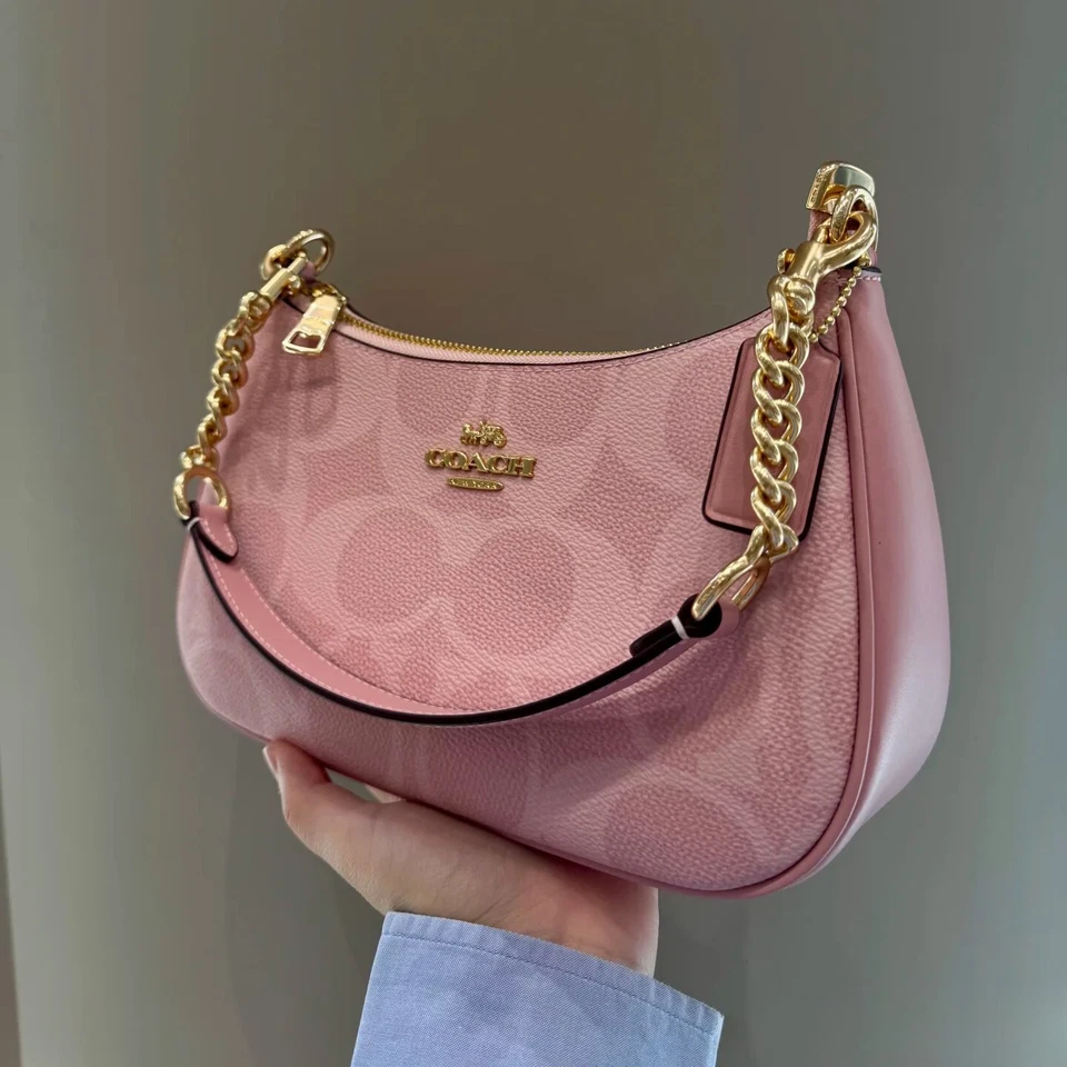 COLOUR MATCH Shoulder Bag In Canvas Powder Pink CAL51 NEW