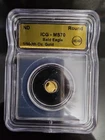 1/500 oz .999 Gold Eagle Head Round ICG MS70 Mini Gold USA Flag Design