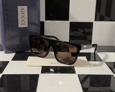 Gucci GG0748S 001 occhiali da sole quadrati lenti nere marroni spedizione oggi