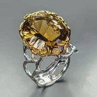 28 ct 20x15 mm Natural Citrine Quartz Ring 925 Sterling Silver Size 7.5 /R474384