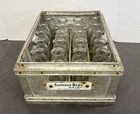 Vintage Summe Bros Dairy Ohio Metal Milk Crate With 24 Half Pint Glass Bottles