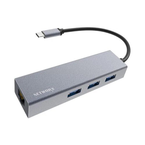 Networx USB-C Hub 4-in-1 Adapter - USB 3.2 - 5Gbit/s - 3x USB-A & Ethernet LAN