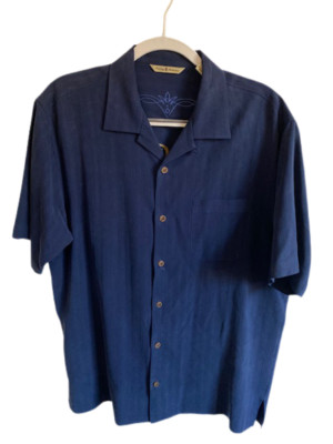 Tommy Bahama Button Up Shirt Men s Size Medium Bull Shot Loung 100% Silk Pockets
