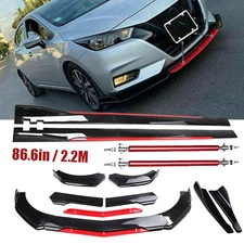 Front Bumper Lip Splitter Spoiler Side Skirt Body Kit For Nissan Sentra Glossy