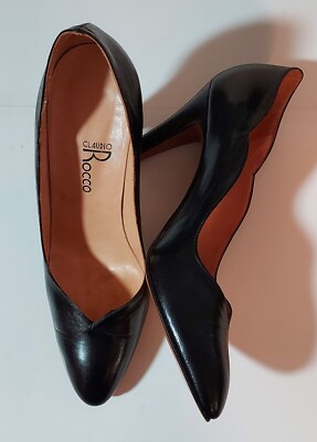 Claudio Rocco ladies black leather inch pumps closed toe heels