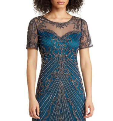 Pisarro Nights Illusion Beaded Mesh Column Dress Sz 6 NEW $268 cobalt *1167 | eBay Pisarro Nights Illusion Beaded Mesh Column Dress Sz 6 NEW $268 cobalt *1167 | eBay