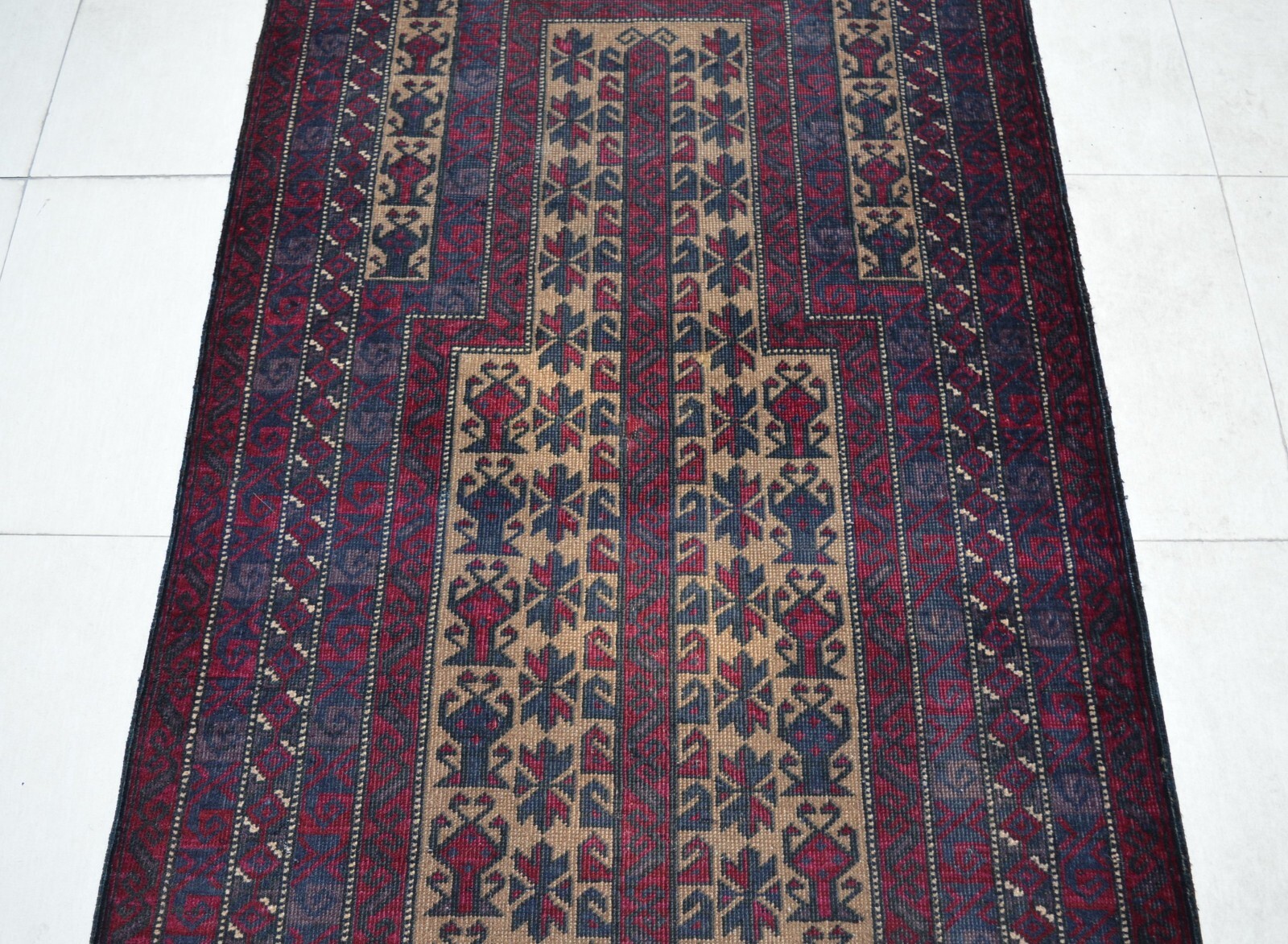 2'9 x 4'6 Handmade vintage afghan kawdani prayer wool area rug, 3x5