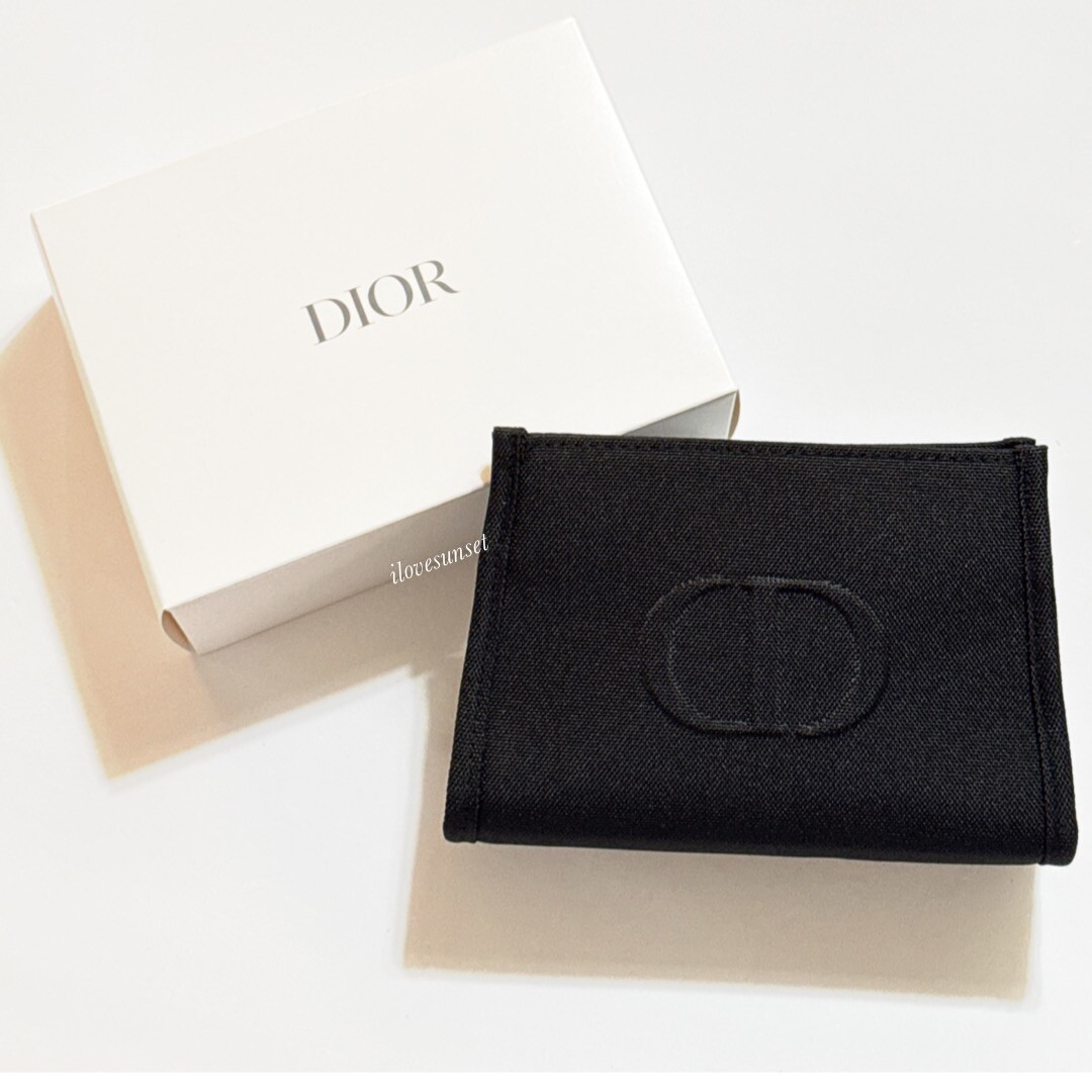Christian Dior Black CD LOGO Cosmetic Bag Nylon Pouch Makeup Case