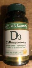 Nature’s Bounty D3 Vitamin 250 mcg 72 Rapid Release Immune Softgels EXP 05/2027
