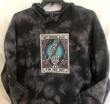 Upcycled Black  Tie Dye Large Long Sleeve Graphic Not Enough Sage For This &$@!
